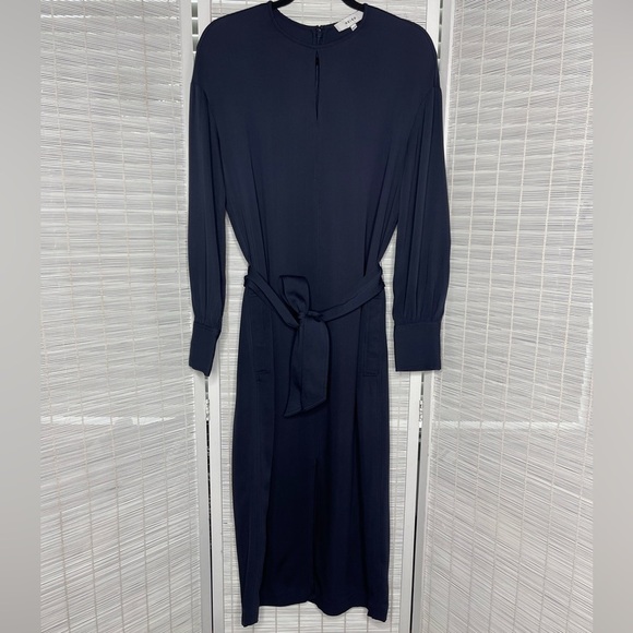 Reiss Dresses & Skirts - Reiss Navy Long Sleeve Keyhole Midi Dress Size 2